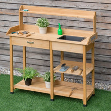 Load image into Gallery viewer, Outdoor Lawn Patio Potting Bench Storage Table Shelf