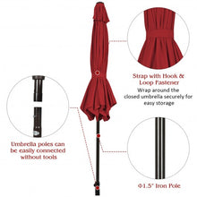 Load image into Gallery viewer, 9 ft Outdoor Market Patio Table Umbrella Push Button Tilt Crank Lift-Burgundy