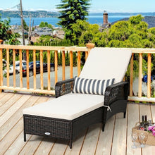 Load image into Gallery viewer, PE Rattan Chaise Lounge Chair Arm Chair Recliner Adjustable with Pillow