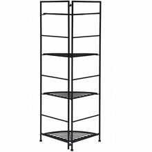 Load image into Gallery viewer, 4 Tier Folding Metal Shelf Plant Stand Storage Open Shelf Corner Display Rack