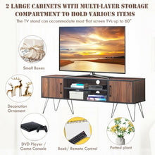Load image into Gallery viewer, 60" TV Stand Media Center Storage Cabinet with Metal Leg