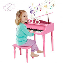 Load image into Gallery viewer, 30-Key Wood Toy Kids Grand Piano with Bench & Music Rack-Pink