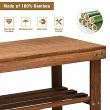Load image into Gallery viewer, 3-Tier Bamboo Shoe Bench Storage Rack Organizer