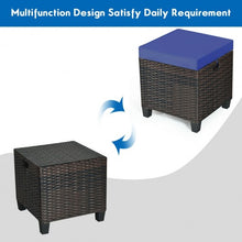 Load image into Gallery viewer, 2PCS Patio Rattan Ottoman Cushioned Seat-Navy