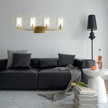 Load image into Gallery viewer, 4-Light Wall Sconce with Clear Glass Shade-Golden