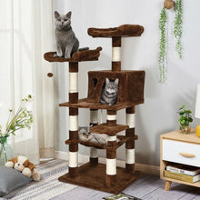 Load image into Gallery viewer, 55" Multi-Level Kitten Activity Tower with Hammock-Brown