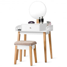 Load image into Gallery viewer, Wooden Makeup Dressing Mirror Table Set with Drawer