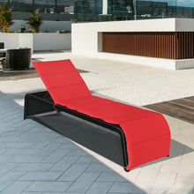 Load image into Gallery viewer, Patio Rattan Lounge Chair Back Adjustable Chaise Recliner with Cushioned-Red
