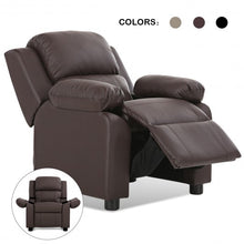 Load image into Gallery viewer, Deluxe Kids Armchair Recliner Headrest Sofa w/ Storage Arms-Brown