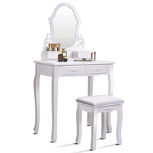 Load image into Gallery viewer, White Vanity Makeup Dressing Table with Mirror + 4 Drawers