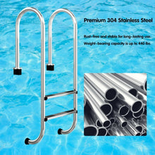Load image into Gallery viewer, 2-Step Swimming Pool Ladder Stainless Steel with Non-Slip Steps