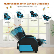 Load image into Gallery viewer, Kids Youth PU Leather Gaming Sofa Recliner with Headrest and Footrest-Blue