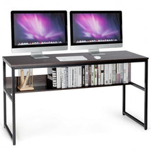 Load image into Gallery viewer, 55" Computer Desk Writing Table Workstation Home Office with Bookshelf-Espresso