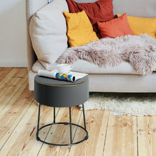 Load image into Gallery viewer, Velvet Round Footrest Ottoman with Metal Base and Non-Slip Foot Pads-Gray