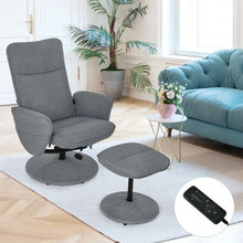 Load image into Gallery viewer, Fabric Massage Swivel Lounge Recliner with Ottoman-Gray