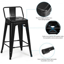 Load image into Gallery viewer, 24" Set of 4 Low Back Metal Counter Stool Stools-Black