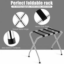 Load image into Gallery viewer, Foldable Luggage Rack Chromed Metal Suitcase Stand Holder Shoes Shelf Home Hotel