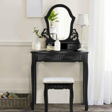 Load image into Gallery viewer, Vanity Makeup Dressing Table with a Mirror and 4 Drawers-Black