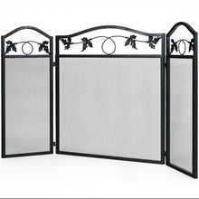 Load image into Gallery viewer, 3 Panel Foldable Steel Fireplace Screen Spark Guard Fence
