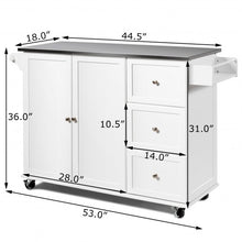Load image into Gallery viewer, Kitchen Island 2-Door Storage Cabinet with Drawers and Stainless Steel Top-White