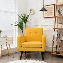 Load image into Gallery viewer, Modern Upholstered Comfy Accent Chair Single Sofa with Rubber Wood Legs-Yellow