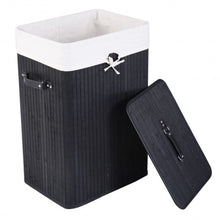 Load image into Gallery viewer, Rectangle Bamboo Hamper Laundry Basket Washing Cloth Bin Storage Bag Lid 3 color-Black