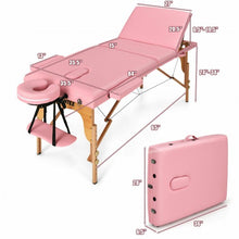 Load image into Gallery viewer, 3 Fold 84" L Portable Adjustable Massage Table with Carry Case-Pink