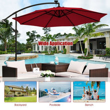 Load image into Gallery viewer, 10 Ft Solar LED Offset Umbrella with 40 Lights and Cross Base for Patio-Wine