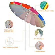 Load image into Gallery viewer, 8FT Portable Beach Umbrella with Sand Anchor and Tilt Mechanism for Garden and Patio-Multicolor