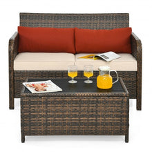 Load image into Gallery viewer, 2Pcs Cushioned Patio Rattan Furniture Set
