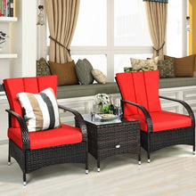 Load image into Gallery viewer, 3PCS Rattan Coffee Table Set Chair-Red