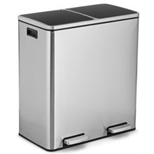 Load image into Gallery viewer, 16 Gallon Dual Step Trash Can Recycling Double Bucket Pedal