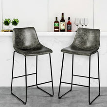 Load image into Gallery viewer, Set of 2 Bar Stool Faux Suede Upholstered Chair-Gray