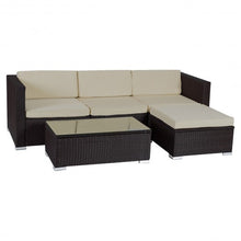 Load image into Gallery viewer, 5 PCS Patio Furniture Wicker Table Shelf Garden Sofa With Cushion
