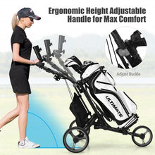 Load image into Gallery viewer, Folding 3 Wheels Golf Push Cart with Bag Scoreboard Adjustable Handle -Gray