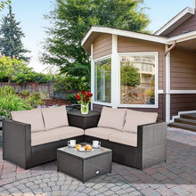Load image into Gallery viewer, 4 Pcs Rattan Patio Furniture Set with Cushions