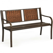Load image into Gallery viewer, Outdoor Porch Furniture Patio Garden Bench Steel Frame Rattan