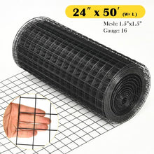 Load image into Gallery viewer, 24" x 50' Hardware Cloth 16 Gauge Black Vinyl Coated Welded Wire Mesh 1.5’’