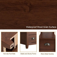 Load image into Gallery viewer, End Table Wooden with 2 Drawers and Shelf Bedside Table-Brown