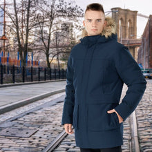 Load image into Gallery viewer, Men's Hooded Insulated Winter Puffer Parka Coat-Navy-XL