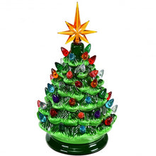 Load image into Gallery viewer, 9.5" Prelit Hand-Painted Ceramic Battery Powered Christmas Tree