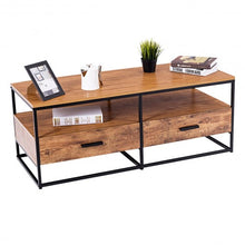 Load image into Gallery viewer, 47" 2-Tier Cocktail 2 Drawer Coffee Table Metal Desk