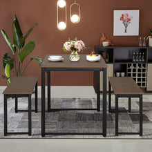 Load image into Gallery viewer, Modern 3 Piece Dining Table with 2 Benches