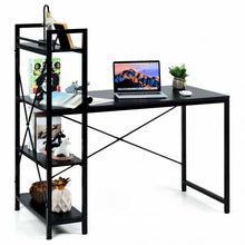 Load image into Gallery viewer, 47.5" Writing Study Computer Desk with 4-Tier Shelves-Black