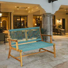 Load image into Gallery viewer, 2-Person Patio Acacia Wood Yard Bench-Turquoise