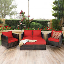 Load image into Gallery viewer, 5 Pcs Patio Cushioned Rattan Furniture Set-Red