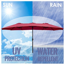 Load image into Gallery viewer, 15' Twin Patio Umbrella Double-Sided Outdoor Market Umbrella without Base -Wine