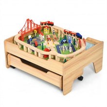 Load image into Gallery viewer, Children's Wooden Railway Set Table with 100 Pieces Storage Drawers