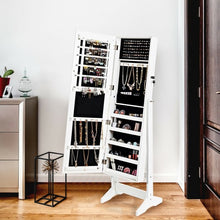 Load image into Gallery viewer, Jewelry Cabinet Stand Mirror Armoire with Large Storage Box-White