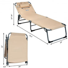 Load image into Gallery viewer, Folding Chaise Lounge Chair Bed Adjustable Outdoor Patio Beach-Beige